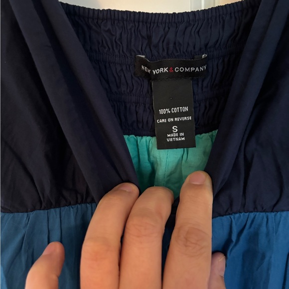 New York & Company Navy and Teal Dress - Picture 4 of 5